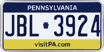 PA license plate JBL3924