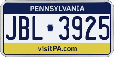 PA license plate JBL3925
