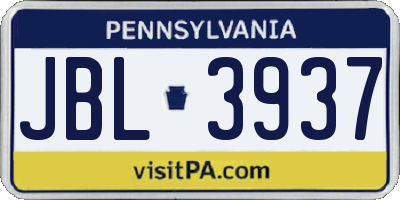 PA license plate JBL3937