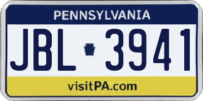 PA license plate JBL3941
