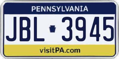 PA license plate JBL3945