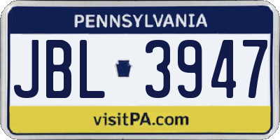PA license plate JBL3947