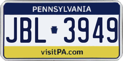 PA license plate JBL3949