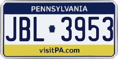 PA license plate JBL3953