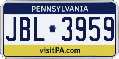 PA license plate JBL3959