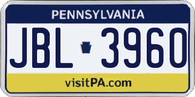 PA license plate JBL3960