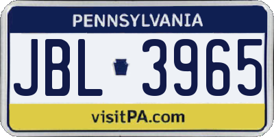 PA license plate JBL3965