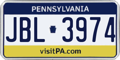 PA license plate JBL3974
