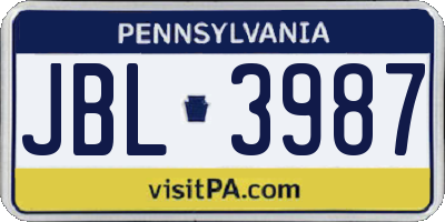 PA license plate JBL3987