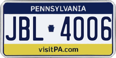 PA license plate JBL4006