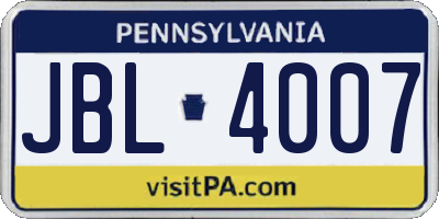 PA license plate JBL4007