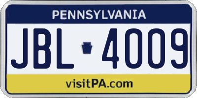 PA license plate JBL4009