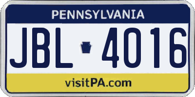 PA license plate JBL4016