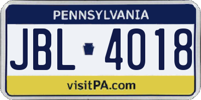 PA license plate JBL4018