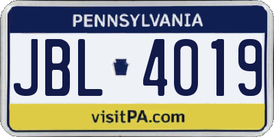 PA license plate JBL4019