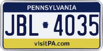 PA license plate JBL4035