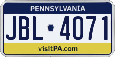 PA license plate JBL4071