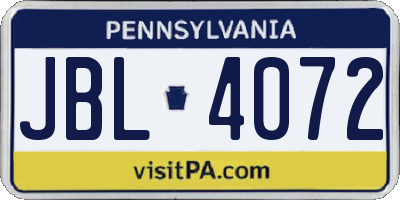 PA license plate JBL4072