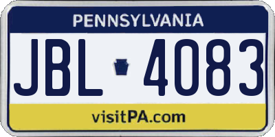 PA license plate JBL4083