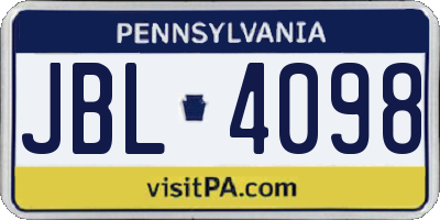 PA license plate JBL4098