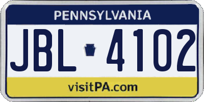 PA license plate JBL4102