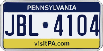 PA license plate JBL4104