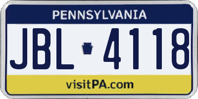 PA license plate JBL4118