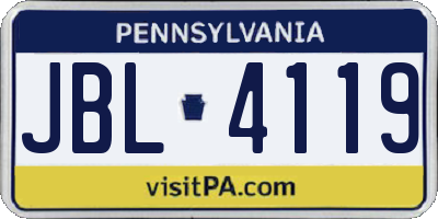 PA license plate JBL4119