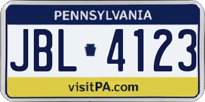 PA license plate JBL4123