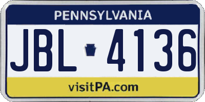 PA license plate JBL4136