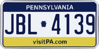 PA license plate JBL4139