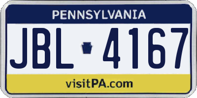 PA license plate JBL4167