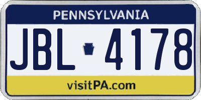 PA license plate JBL4178