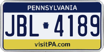 PA license plate JBL4189