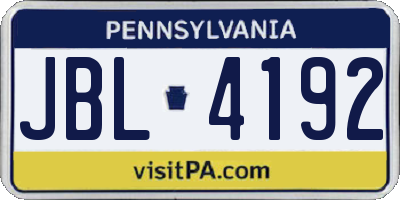 PA license plate JBL4192