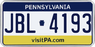 PA license plate JBL4193