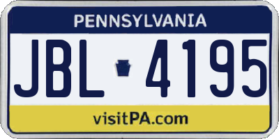 PA license plate JBL4195