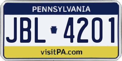 PA license plate JBL4201