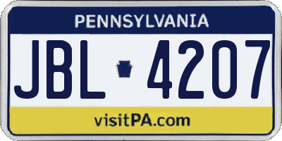 PA license plate JBL4207