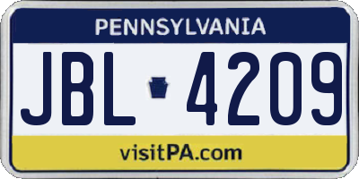 PA license plate JBL4209