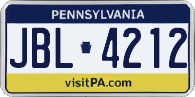 PA license plate JBL4212