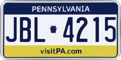 PA license plate JBL4215