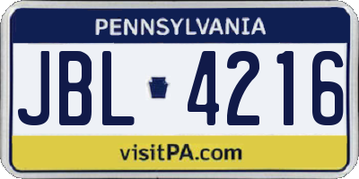 PA license plate JBL4216