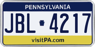 PA license plate JBL4217