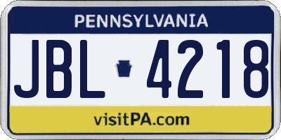 PA license plate JBL4218