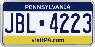 PA license plate JBL4223