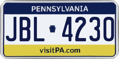 PA license plate JBL4230