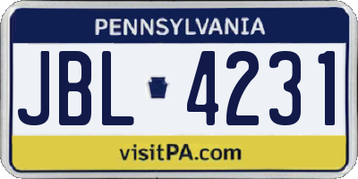 PA license plate JBL4231