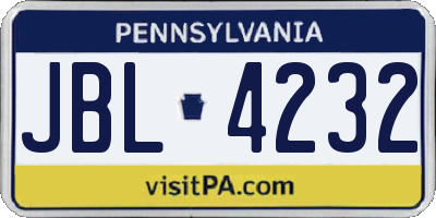 PA license plate JBL4232