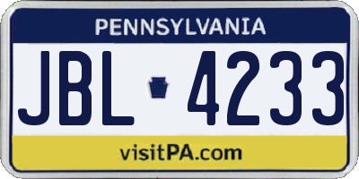 PA license plate JBL4233